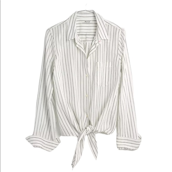 MADEWELL Tie-Front Shirt in Darcy Stripe - Picture 3 of 7